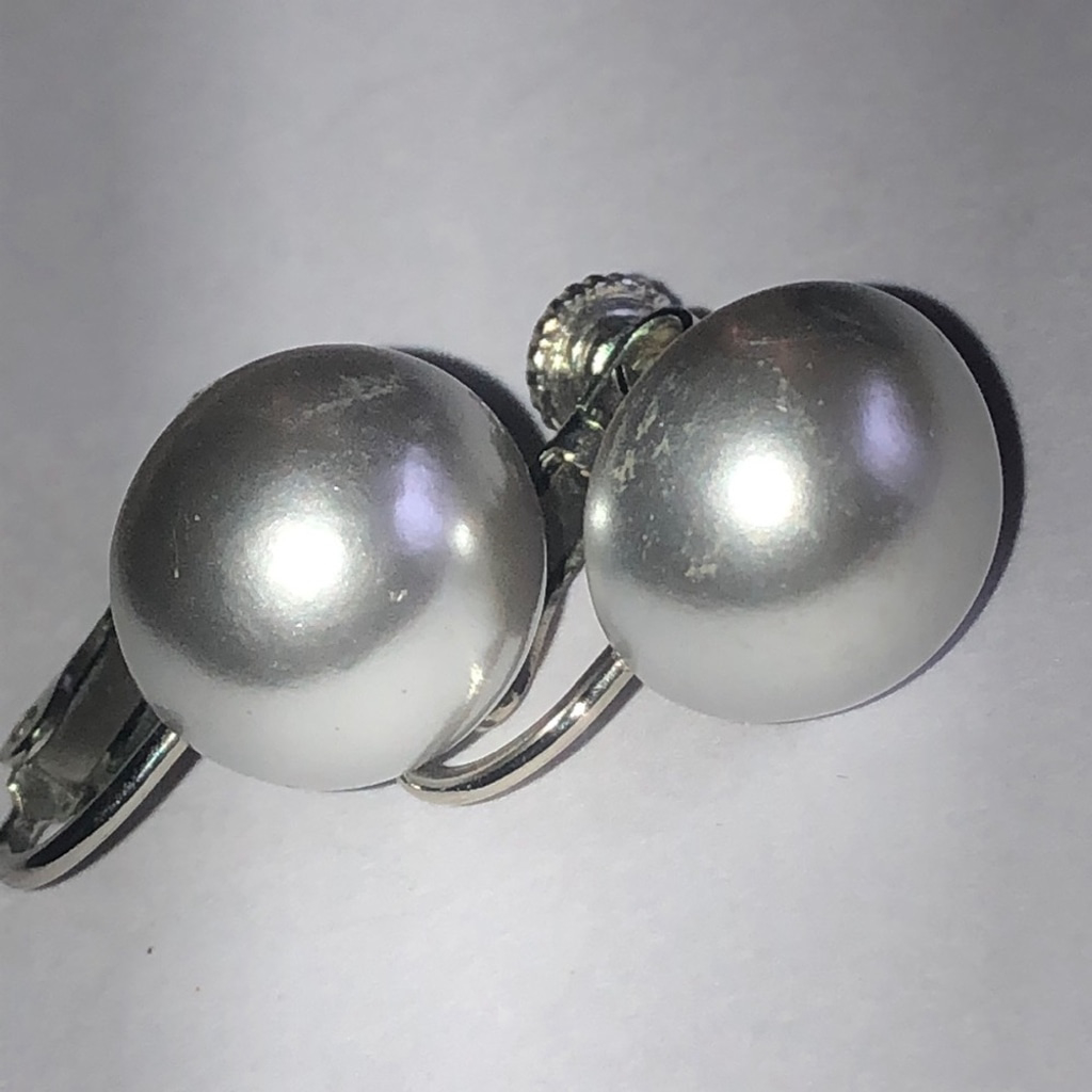 Marvella Elegant Vintage Silver Tone Gray Faux Pearl Clip On Earrings 20$